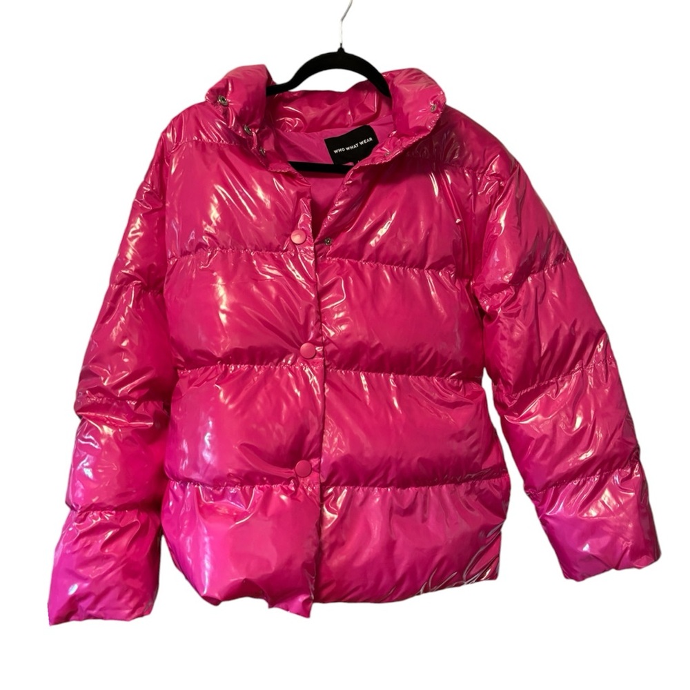 Hot Pink Puffer Jacket, Size Large, NWT!